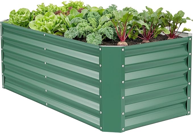 ZORMY 4×2×1.4ft Galvanized Raised Garden Bed Kit, Metal Planter Boxes Outdoor by ZORMY