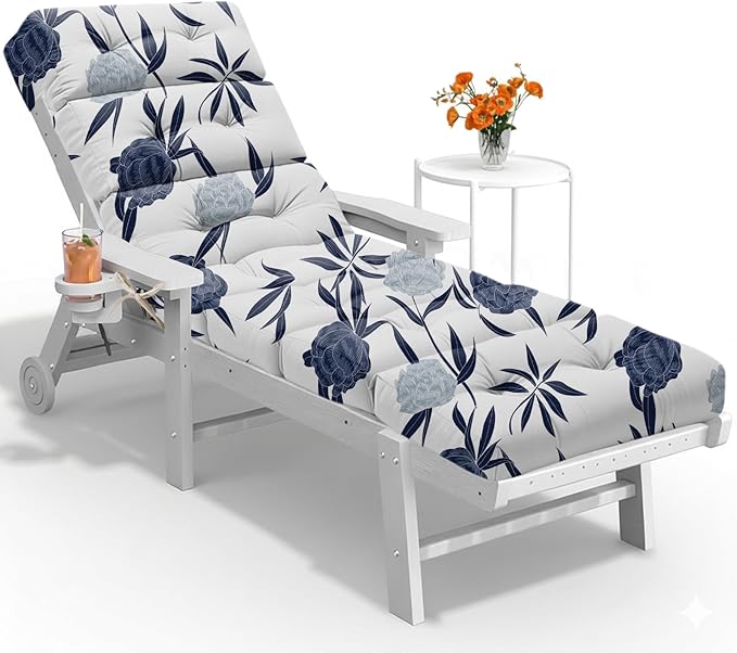 All Weather Chaise Lounge Cushions Outdoor 74.4 x 22 x 4 Inches Lounge Chair by Tycdiose