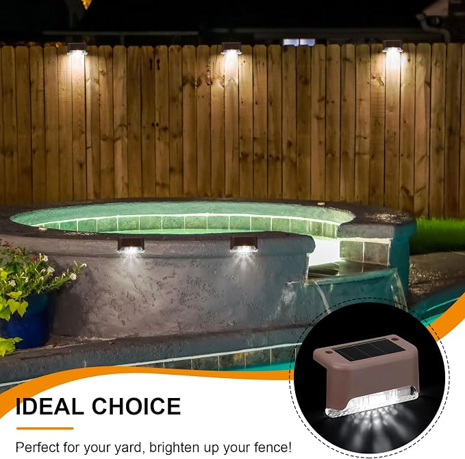 Geelin 32 Pcs Solar Deck Lights Outdoor, Waterproof LED Solar Step Fence Lights - Image 6