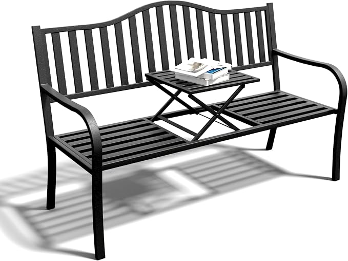 SHGJ&SOFT Outdoor Bench, Garden Bench, Outdoor Metal Frame Patio Park Bench by Unknown