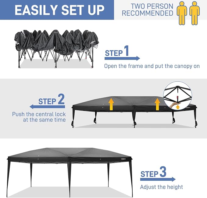 VINGLI 10x20 Pop Up Canopy Tent, Outdoor Tent Canopies Foldable Portable - Image 5
