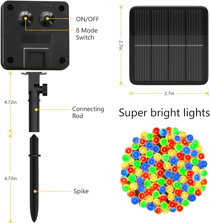 Solar String Lights for Outside, 39Ft 100 LED Solar String Lights Outdoor - Image 4