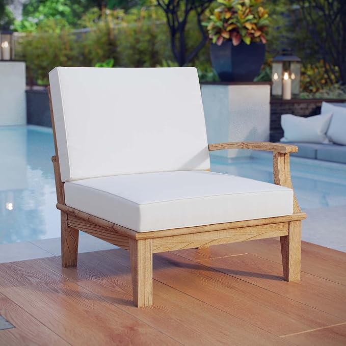 Modway EEI-1149-NAT-WHI-SET Marina Premium Grade A Teak Wood Outdoor Patio - Image 2