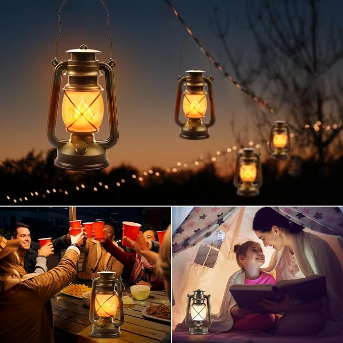 Battery-Powered 2 Modes Lighting LED Vintage Lanterns Decorative Outdoor & - Image 5