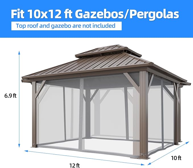MELLCOM Gazebo Universal Replacement Privacy Netting, Outdoor 4-Panels Sidewall - Image 3