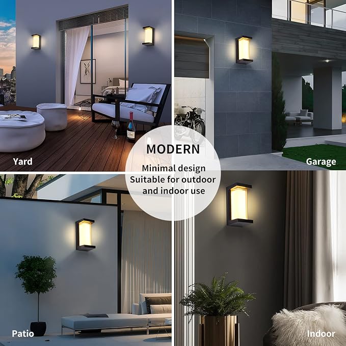 LANFU 3000K LED 18W Aluminum Rectangular Outdoor Wall Sconce Exterior Light - Image 2