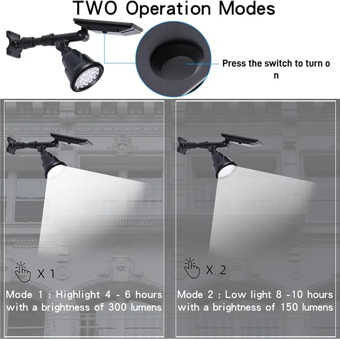 Solar Spotlights Outdoor 18 LED 300 Lumens Waterproof Adjustable Wall Light - Image 6