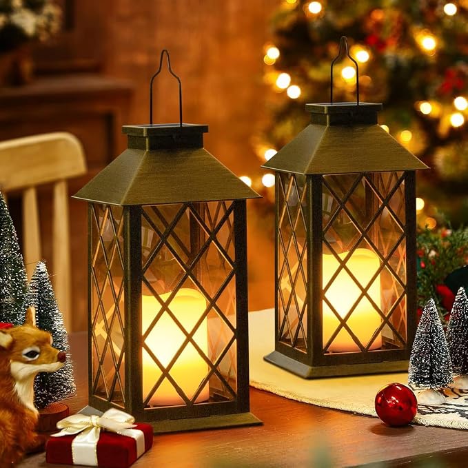 TAKE ME 14" Solar Lanterns Outdoor Waterproof Garden Lanterns Large Flickering - Image 5