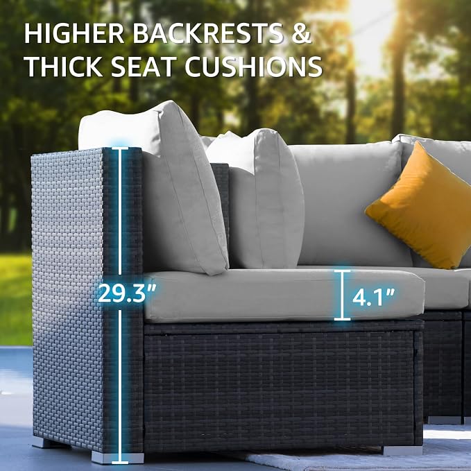NICESOUL 9 Piece Patio Furniture Set wtih Firepit, Extra-Large Outdoor Sectional - Image 7
