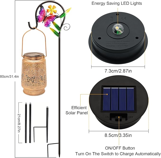 2 Pack Solar Lanterns Outdoor Butterfly Garden Decor, Gifts - Image 4