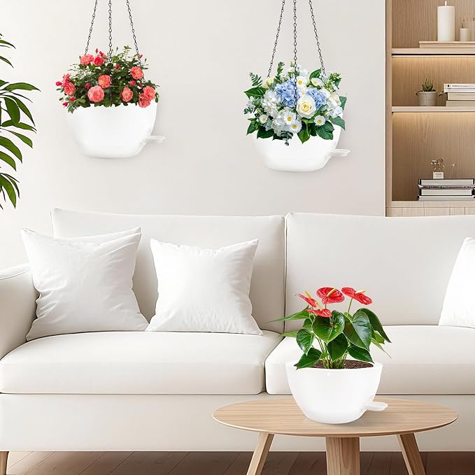 10 inch Hanging Planters for Indoor Plants, 3 Pack Self-Watering Hanging - Image 7