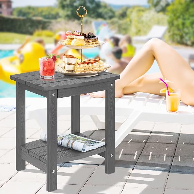 Y&M Outdoor Side Table, HIPS Adirondack Small Double Layer Table, Waterproof - Image 2