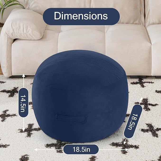 MeMoreCool Round Stuffed Pouf Ottoman Foot Rest, Floor Pouf Foot Stool - Image 2