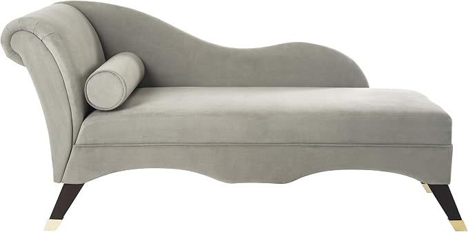 Safavieh Home Collection Caiden Grey Velvet Chaise by SAFAVIEH