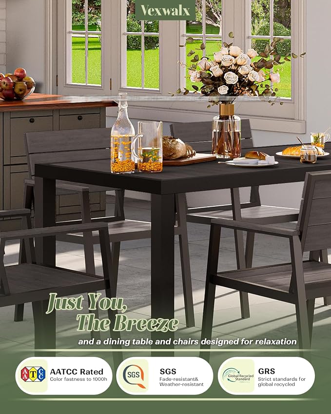67" HDPS Outdoor Patio Dining Table, Aluminum-Edged Outdoor Dining Table - Image 5