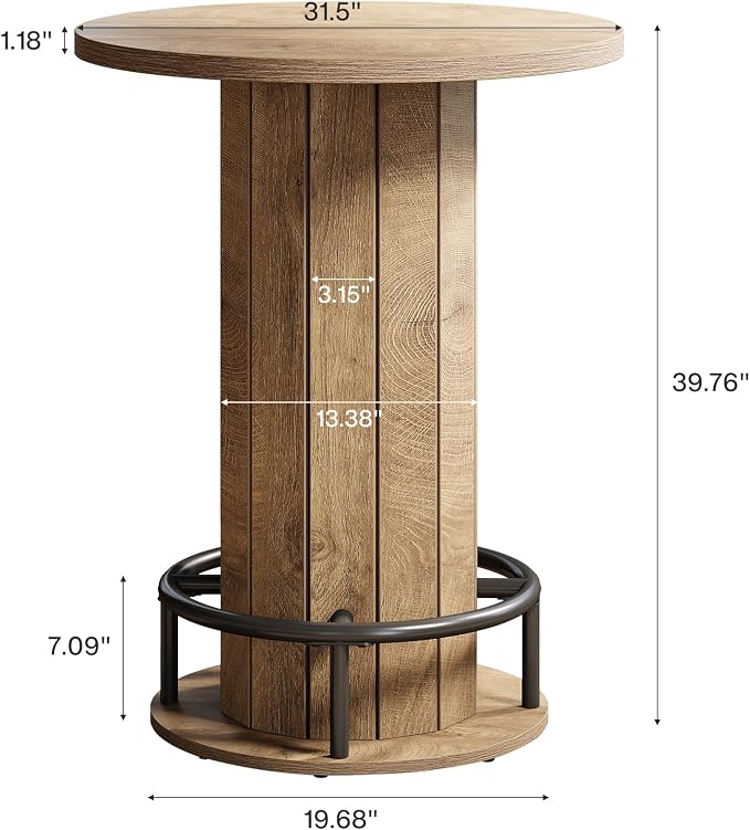 Tribesigns Round Dining Table Set of 4, Bar Height Commercial Kitchen Table - Image 2