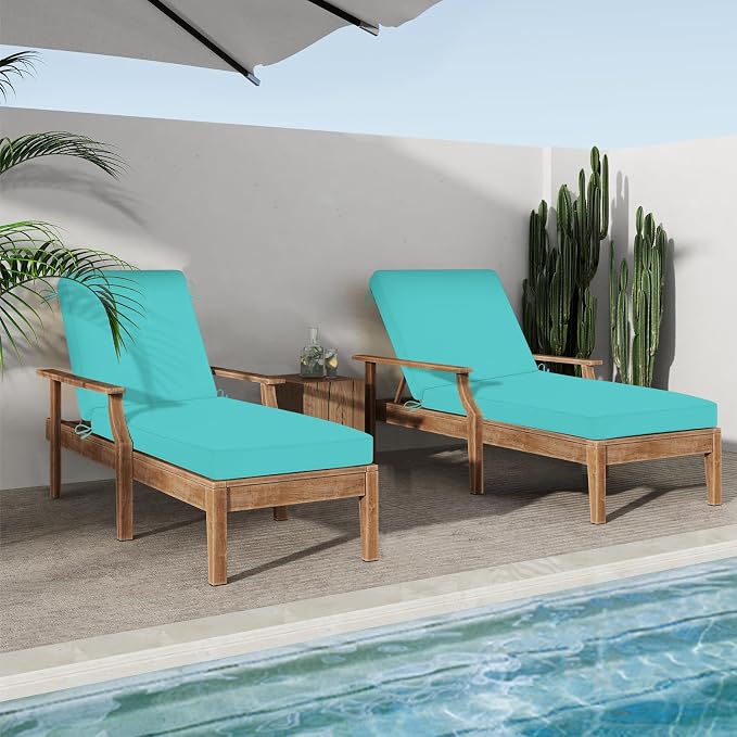Chaise Lounge Cushions Outdoor, 4 Adjustable Ties Lounge Chair Cushions - Image 7
