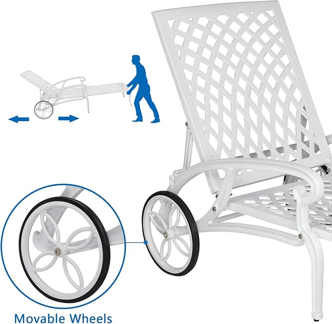 VINGLI Cast Aluminum Outdoor Chaise Lounge Chair - Image 6