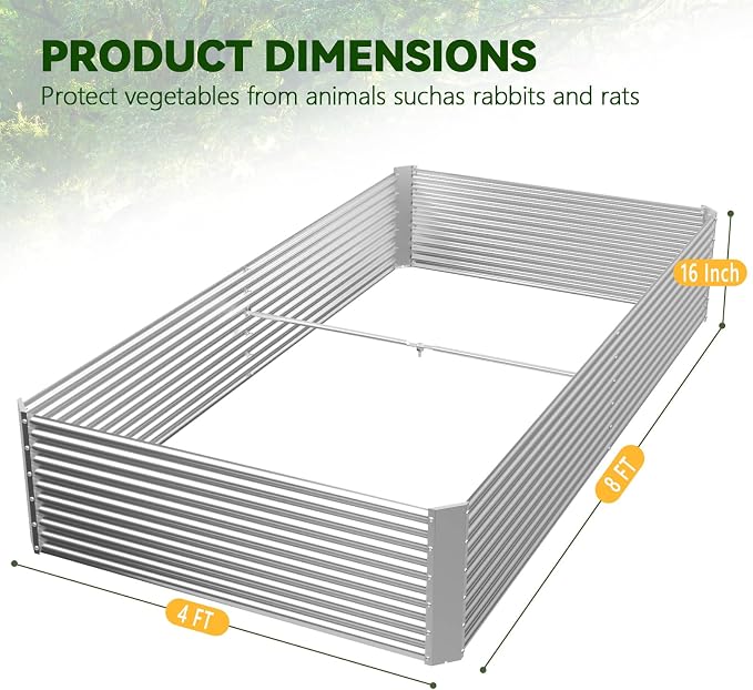 2 Pack Tall 8x4FT Raised Beds for Gardening, Corrugated Galvanized Steel Raised - Image 2