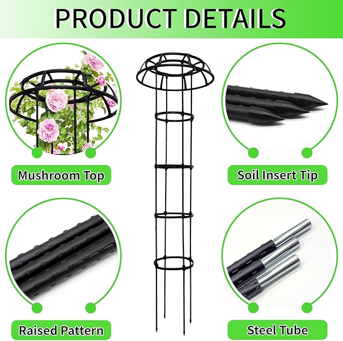 65-Inch Garden Trellis for Climbing Plants, Heavy-Duty Metal Obelisk - Image 6