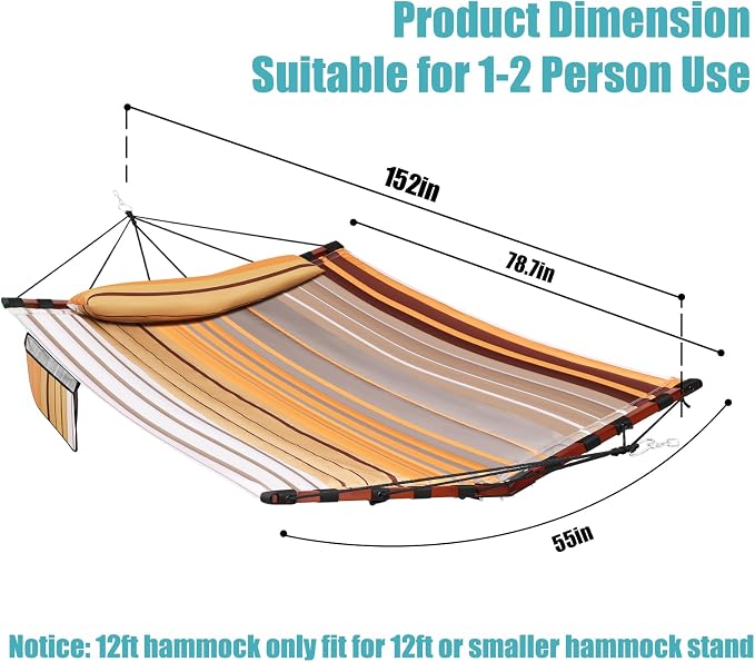 TegerDeger 12FT 2 Person Hammock Large Hammock 450LB Capacity - Image 6