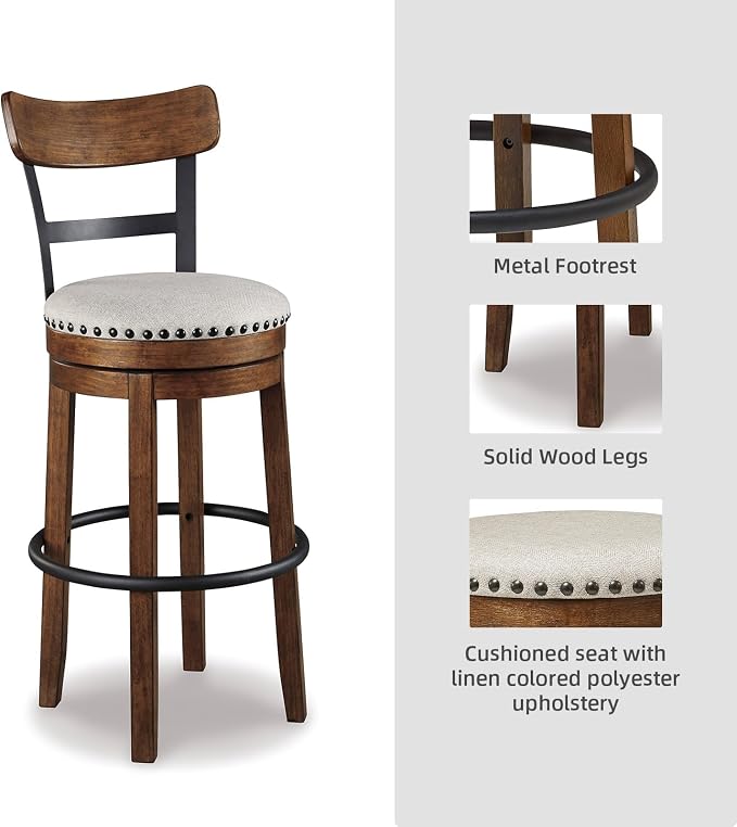 Signature Design by Ashley Valebeck | 30″ Farmhouse Pub-Height Swivel Barstool - Image 7