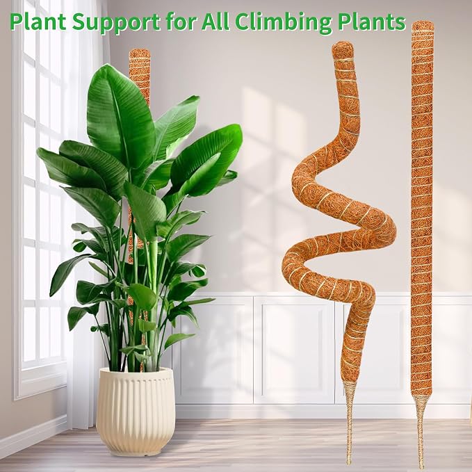 2 Pack 39 Inch Moss Pole Monstera Plant Support, Coir Moss Poles - Image 8