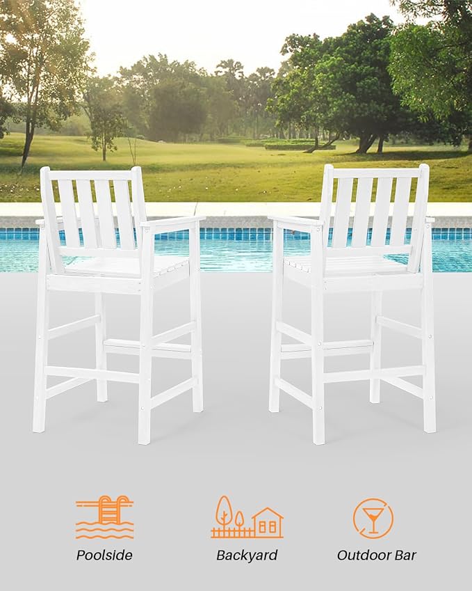 3-Piece Adirondack Chairs and Table Set, HDPE Patio Bar Sets, All Weather - Image 6