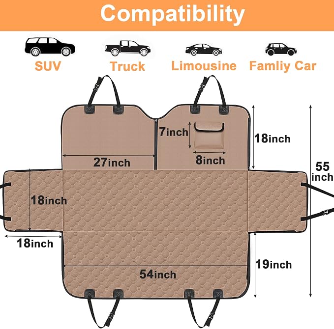 Mancro Back Seat Pet Cover for Dogs, 2025 Upgraded 600D Heavy Duty Waterproof & - Image 6