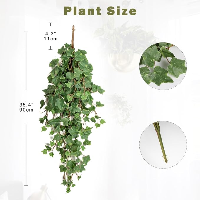 Hollyone Artificial Hanging Plants 35.4" Fake Ivy Vine Faux Ivy Leaves Fire and - Image 2