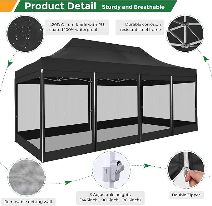 COBIZI 10x20 Heavy Duty Pop Up Canopy Tent - Image 6
