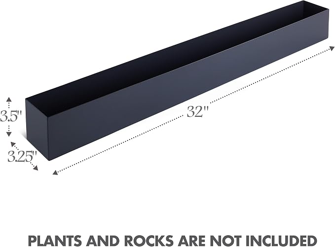 DR&Co Modern Grey Rectangle Planter Box, Narrow Box - Image 2