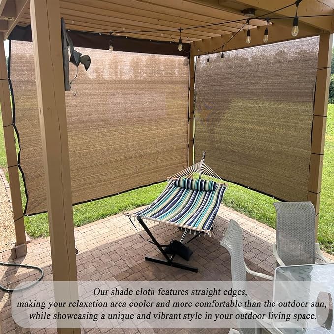 JUNFLYING Shade Cloth for Patio 6x10 FT, 90% UV Block Outdoor Privacy Screen - Image 3