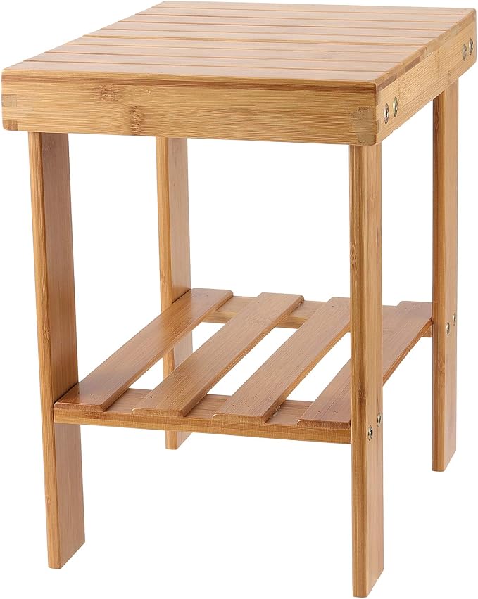2 Pack Bamboo Step Stool, Bamboo Shower Bench, Wooden Shower Foot Stool - Image 8