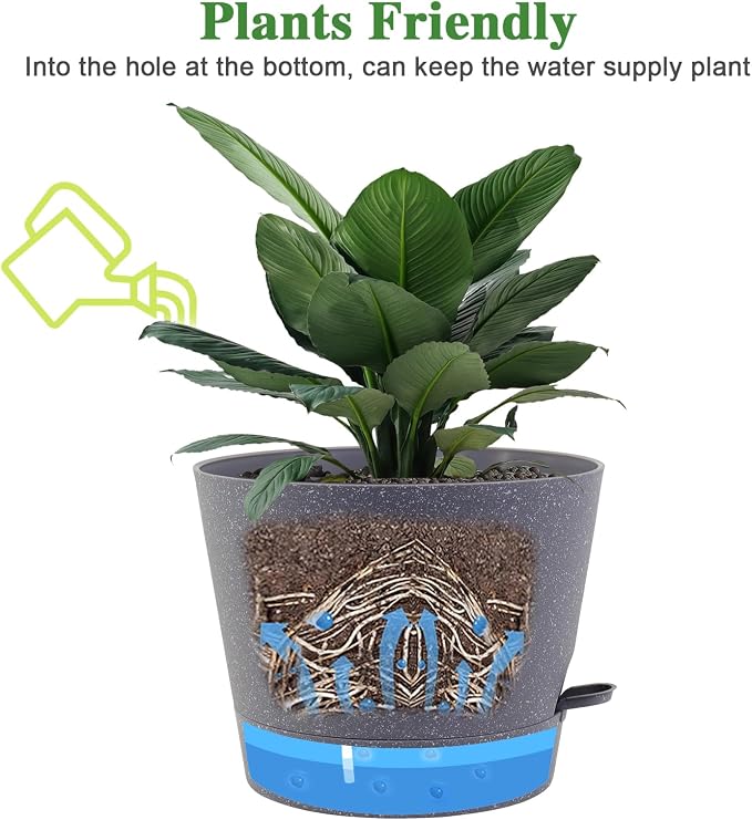 Self Watering Pots for Indoor Plants, 12 inch Planters - Image 3