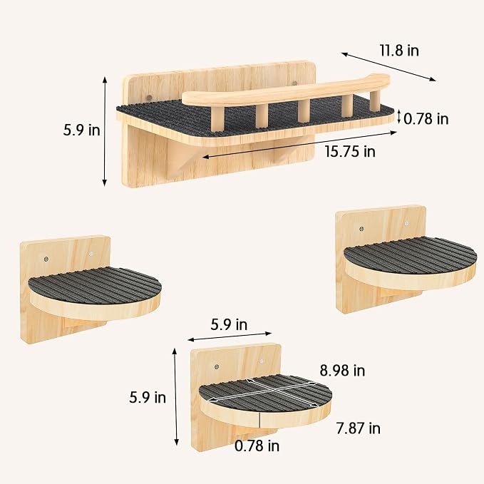 Cat Wall Shelves with 3 Steps, Floating Cat Shelves - Image 2