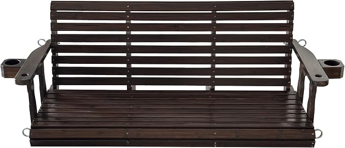 Fortune Candy Wooden Porch Swing 3-Seater, High Backrest and Deep Seat - Image 9