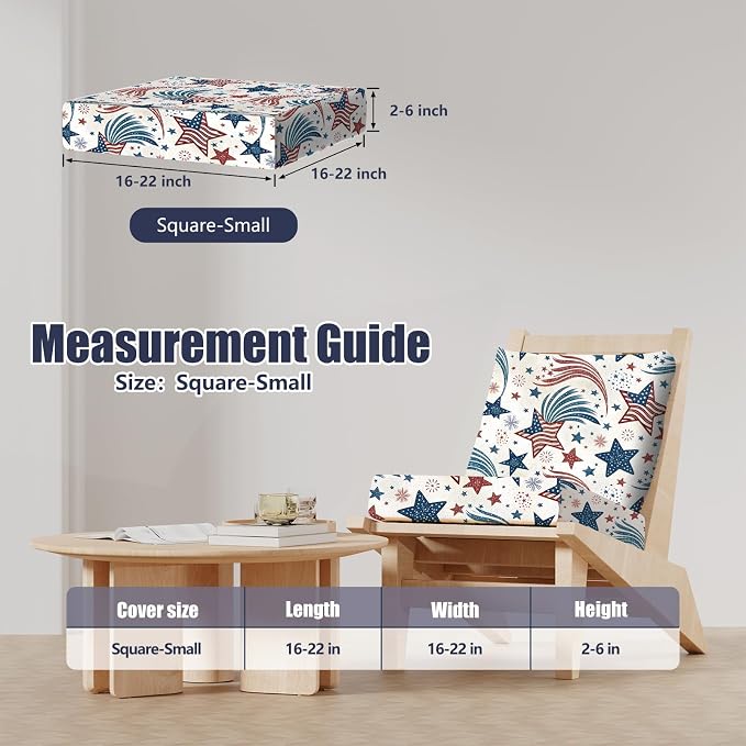 8Pcs Square Small Stretch Patio Cushion Covers, Couch & Sofa Replacement - Image 2