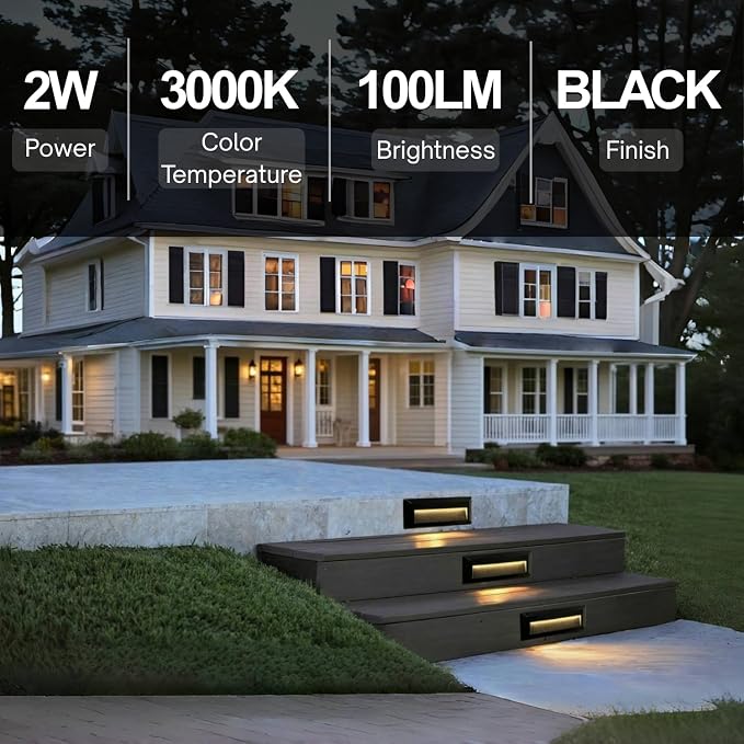 ZONK LED Outdoor Indoor Step Lights, Line Voltage 110-240V 2W Landscape Stair - Image 4