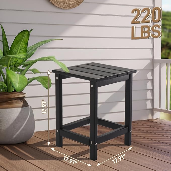 Outvita Adirondack Side Table, 14 Inch Square Outdoor End Table, HDPE Weather - Image 3