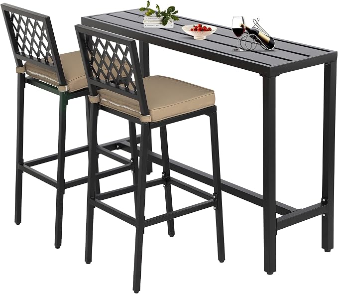 Outdoor Patio Bar Set, Bar Height Patio Dining Set, Weather-Resistant Bistro by Sumshadow