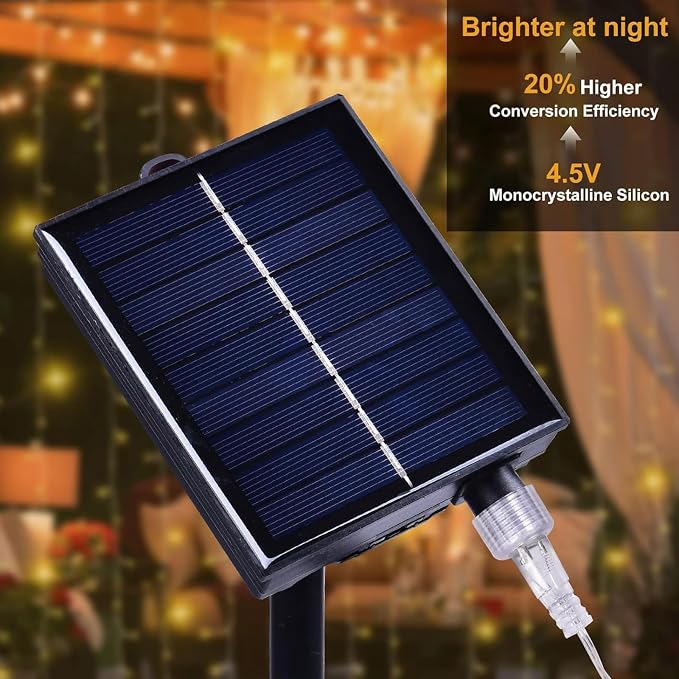 300LED Solar Curtain Lights Outdoor Indoor 8 Modes Solar Fairy Curtain String - Image 4