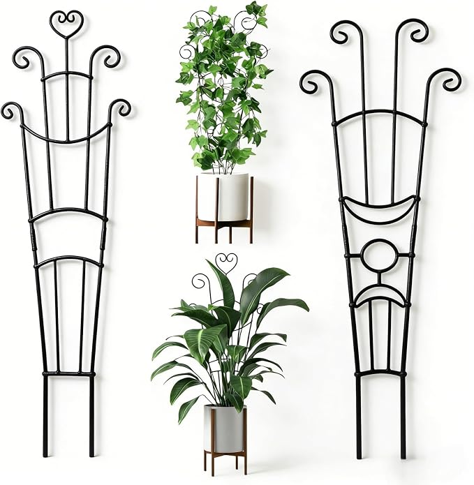 32.6'' Plant Trellis for Potted Climbing Plants Indoor, Rustproof Metal by Unknown