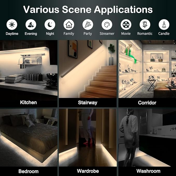 Motion Sensor Lights Indoor Plug-in LED Step Lights Strip - Image 3