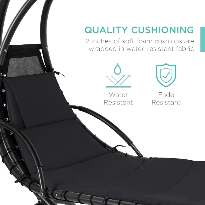 Best Choice Products Outdoor Hanging Curved Steel Chaise Lounge Chair Swing - Image 5