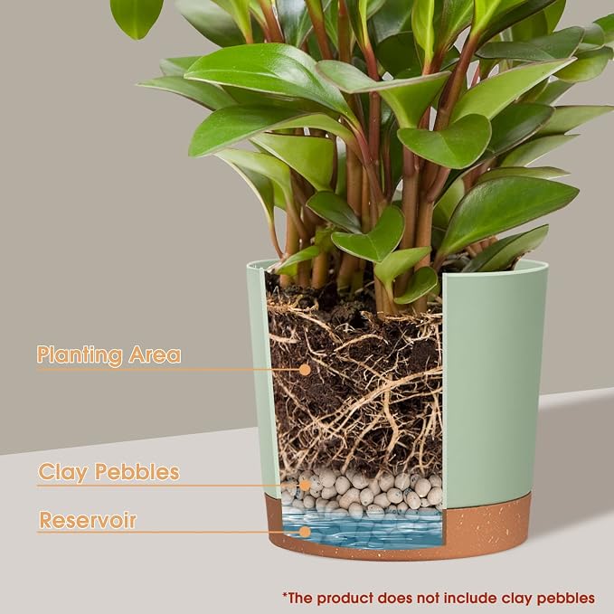 kubvici 8'' Plastic Flower Planter Pots Set of 2 Indoor Outdoor Planters - Image 4