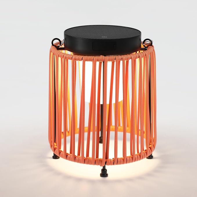Solar Lanterns Outdoor Waterproof IP54, Handwoven Wicker Outdoor Table Lamps - Image 2
