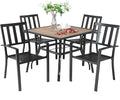 PHI VILLA Patio Dining Set Metal Outdoor Table and Chairs Furniture Set 5 Piece by PHIVILLAThepioneerofcomfortablehouseholdsupplies