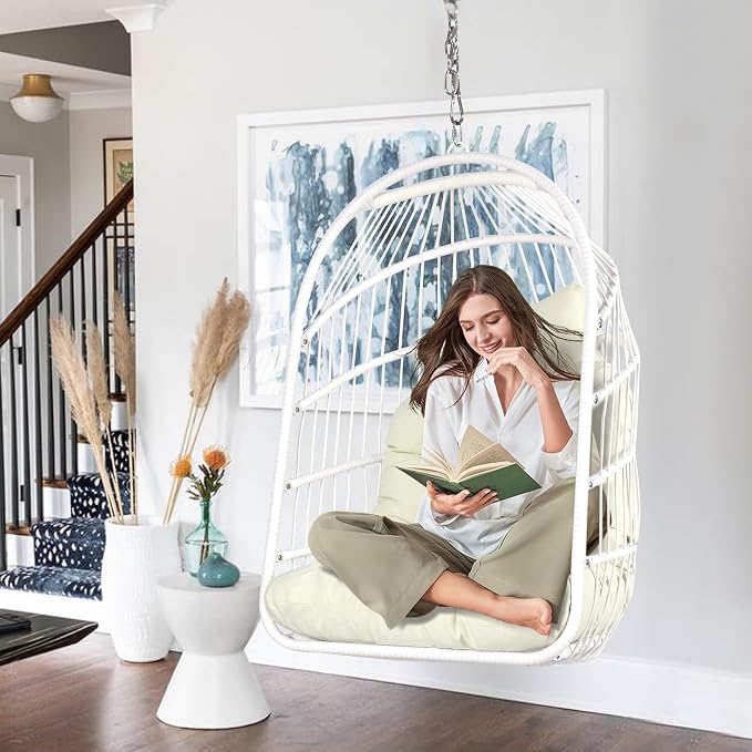 Chihee Egg Chair Foldable Wicker Rattan Hanging Swing Chairs Indoor Outdoor - Image 3