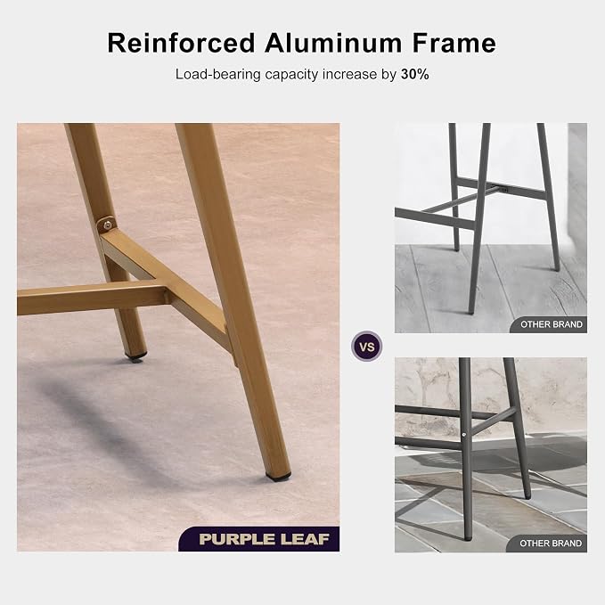 PURPLE LEAF Outdoor Counter Height Bar Stool Set of 2 Rattan Bar Chair - Image 5